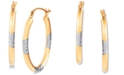 Macy's Two-Tone Oval Hoop Earrings in 14k Gold & White Rhodium-Plate